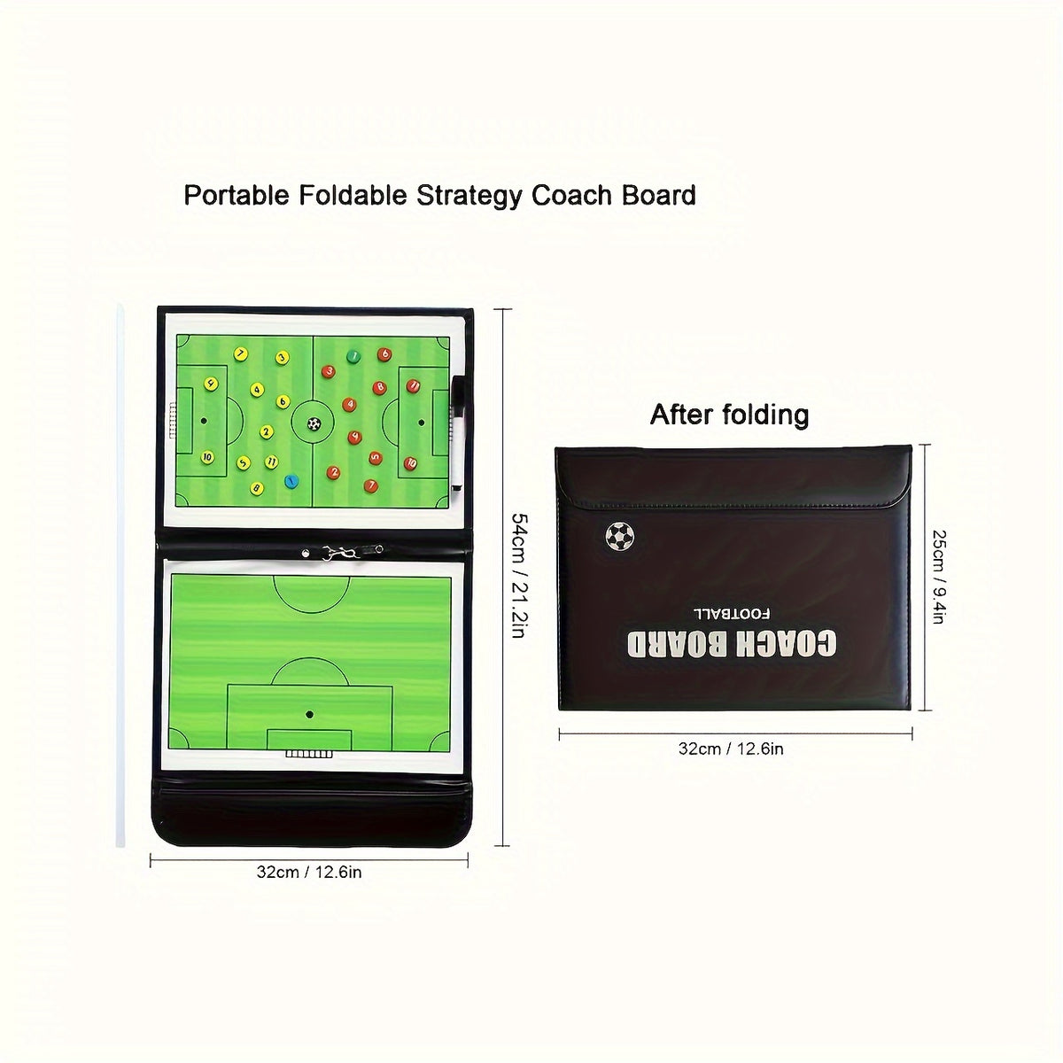 Magnetic Coach Board w/ Pen Soccer Clipboard Zipper Football Tactical Board