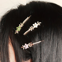 2pcs Flower & Rhinestone Hair Clip Non Slip Hair Accessory
