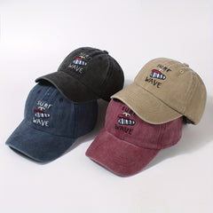 SURF WAVE Embroidery Baseball Cap Distressed Cotton Dad Hats