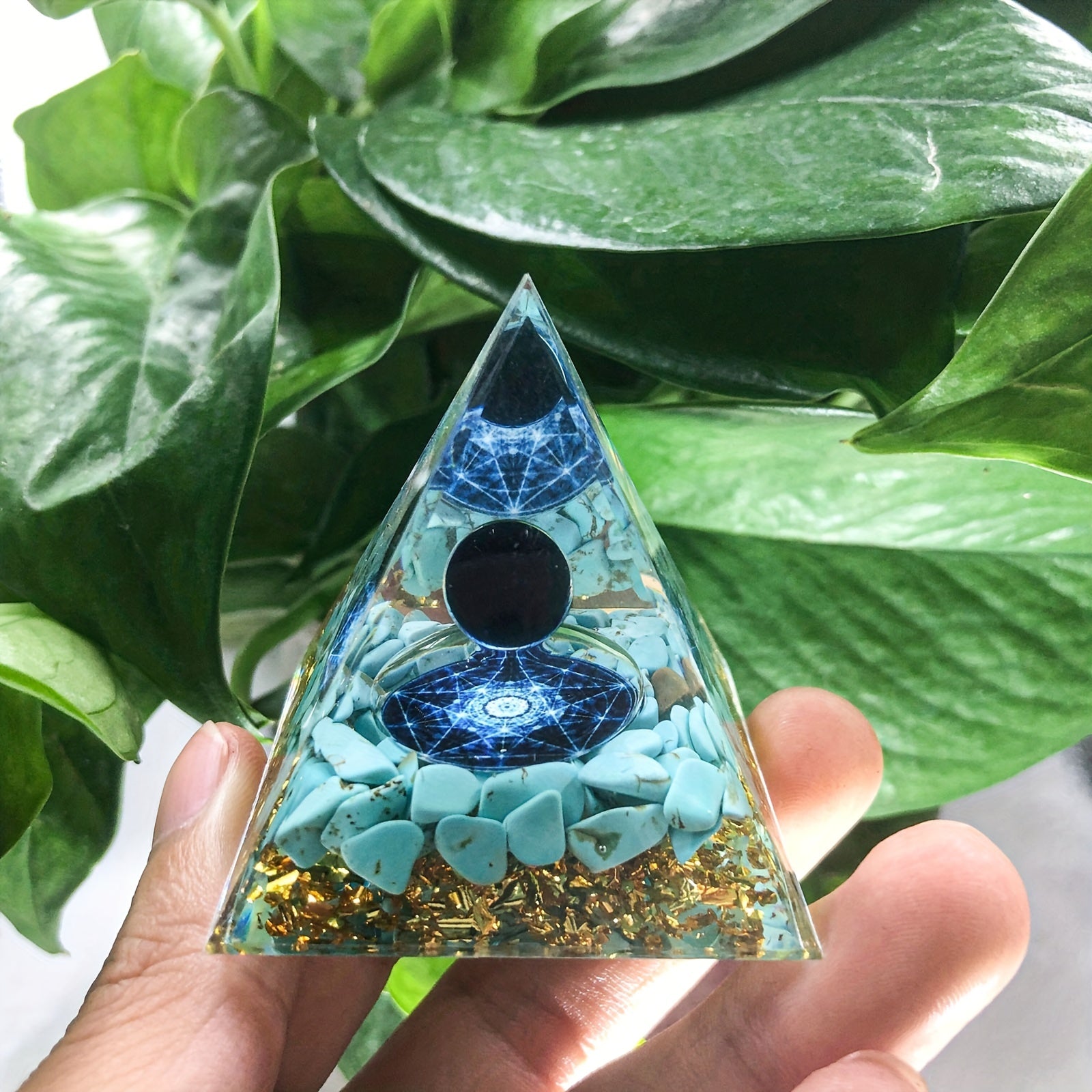 Orgone Pyramid For Positive Energy w/ Protection & Crystals Energy Generator