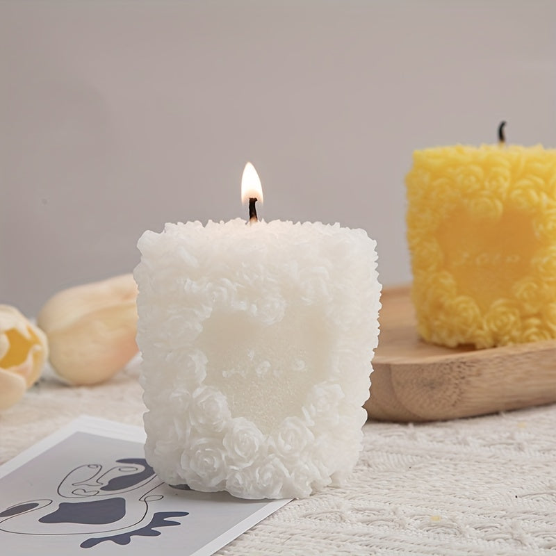 DIY Cylindrical Rose Flower Aromatherapy Candle Mold
