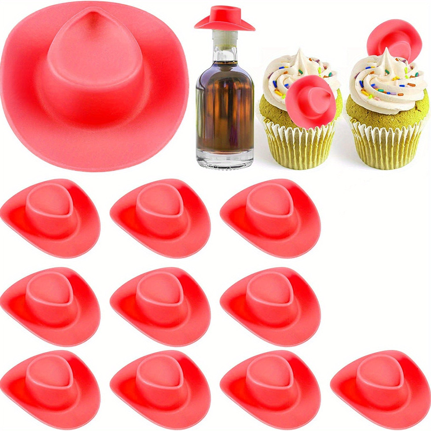 10pcs Mini Western Cowboy Hat Plastic Doll Hats Cowboy Cowgirl Hat