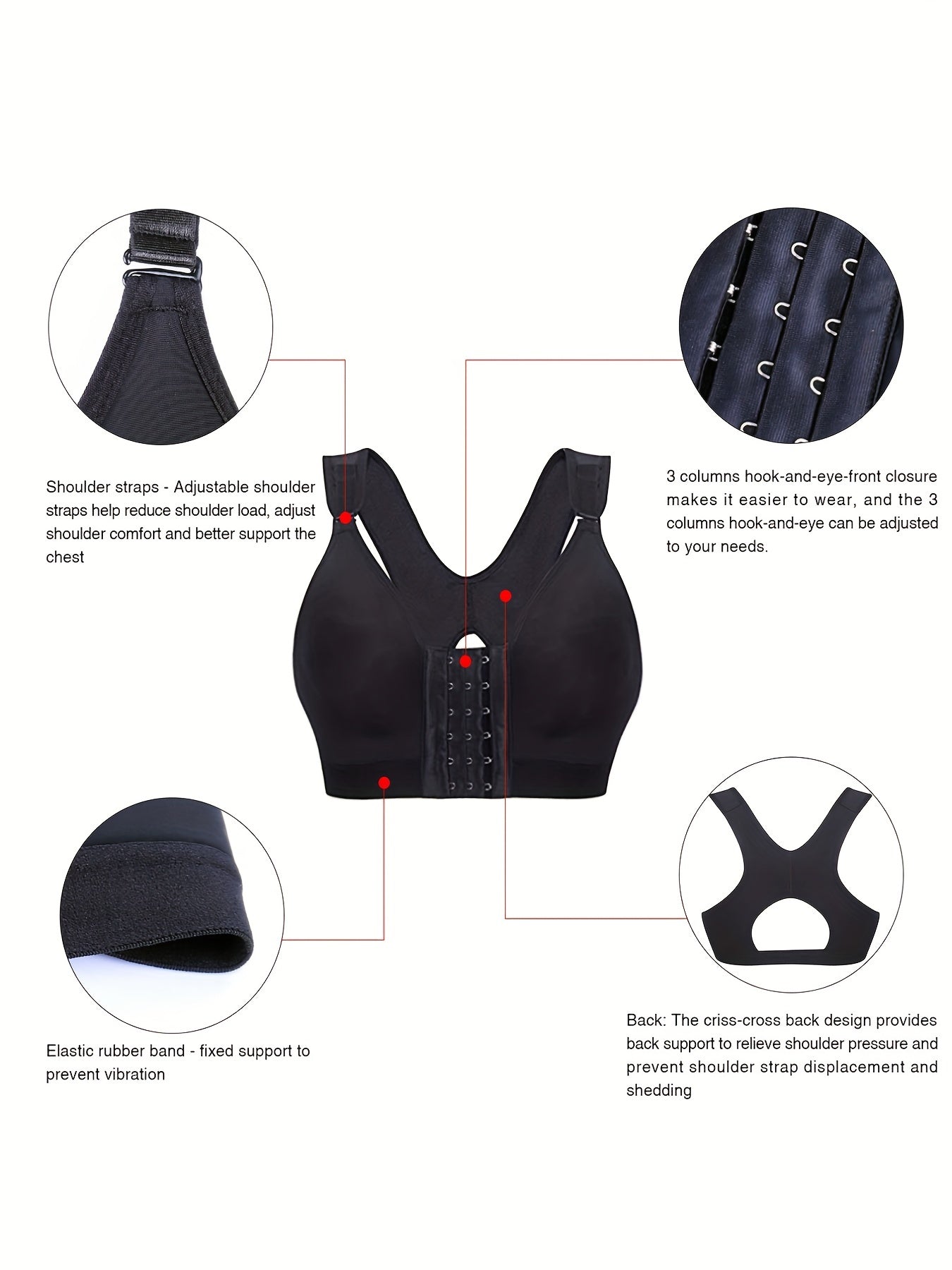 Front Closure Sports Bra Solid No Wire Bralette Vest Women's Lingerie
