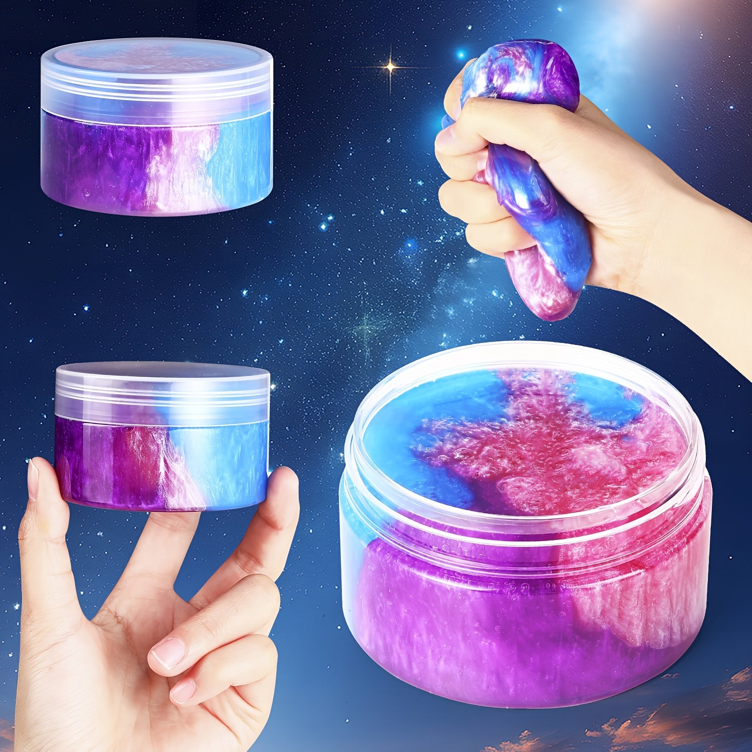 2pcs Galaxy Clay Set Soft Non Stick Crystal Putty Assorted Colors