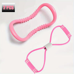 2pcs Elastic Resistance Band 8 Levels Full Body Workout Home Gym Pilates Yoga