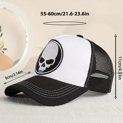 Skull Embroidery Mesh Trucker Hat Hip Hop Adjustable Baseball Cap Uni
