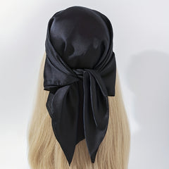 Solid Silky Bandana Satin Square Scarf Plain Headscarf Lightweight
