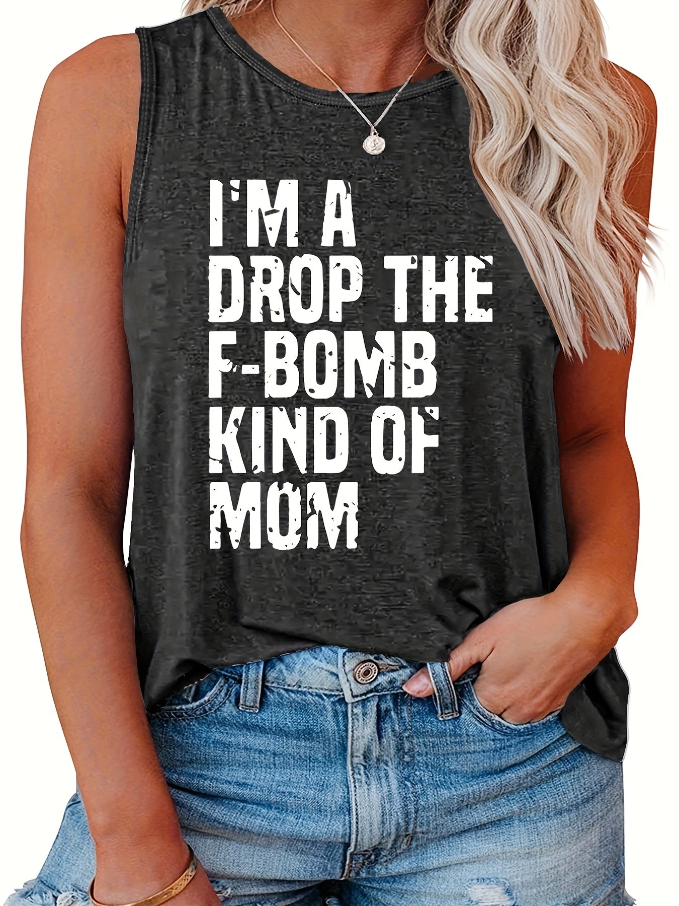  Women's Slogan Print Tank Top