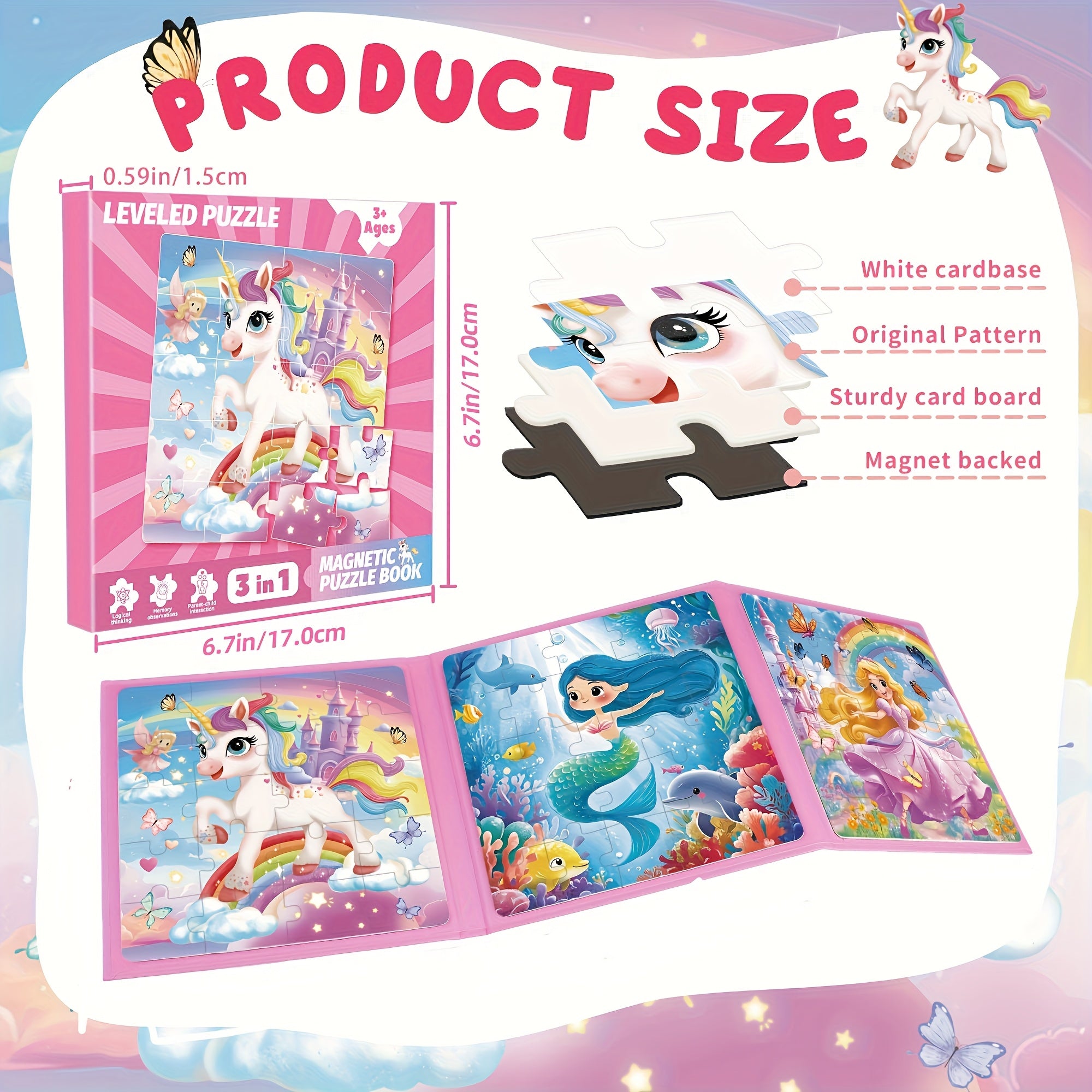 Magnetic Puzzle Set for Kids Book Building Creativity Motor Skills Multicolor