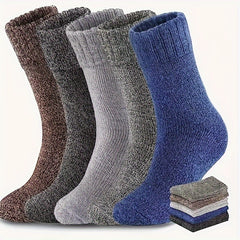 5 Pairs Warm Plush Crew Socks, Coldproof & Thickened, Home & Sports Use