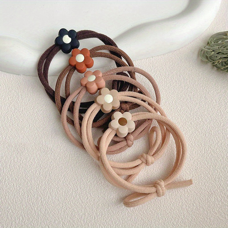 5pcs Love Heart Pattern Leather Band Hair Rope