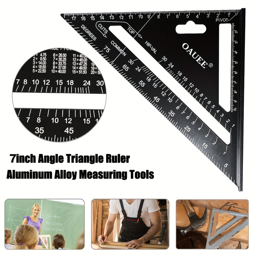 7 Inch Aluminum Triangle Ruler Protractor Metric Square Measuring