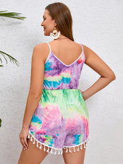  Boho Tie Dye V Neck Cami Romper