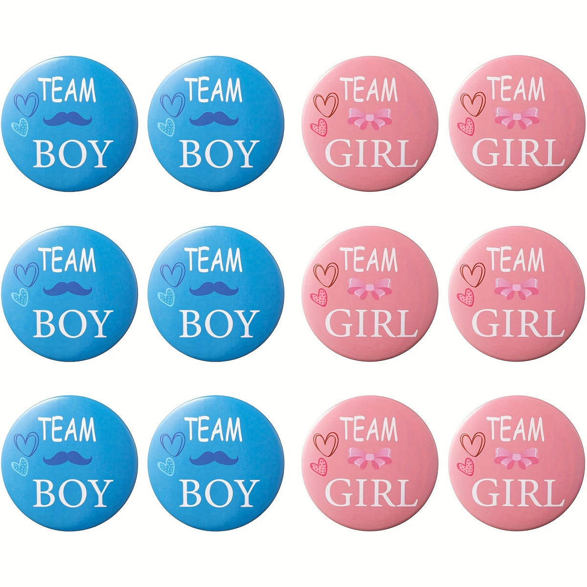 12 Pieces Gender Reveal Button Team Boy Girl Baby Shower Party Supplies