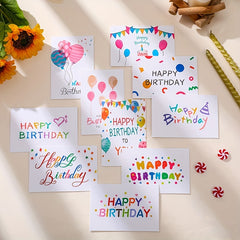 Birthday Card Set: 10 Cards with Envelopes