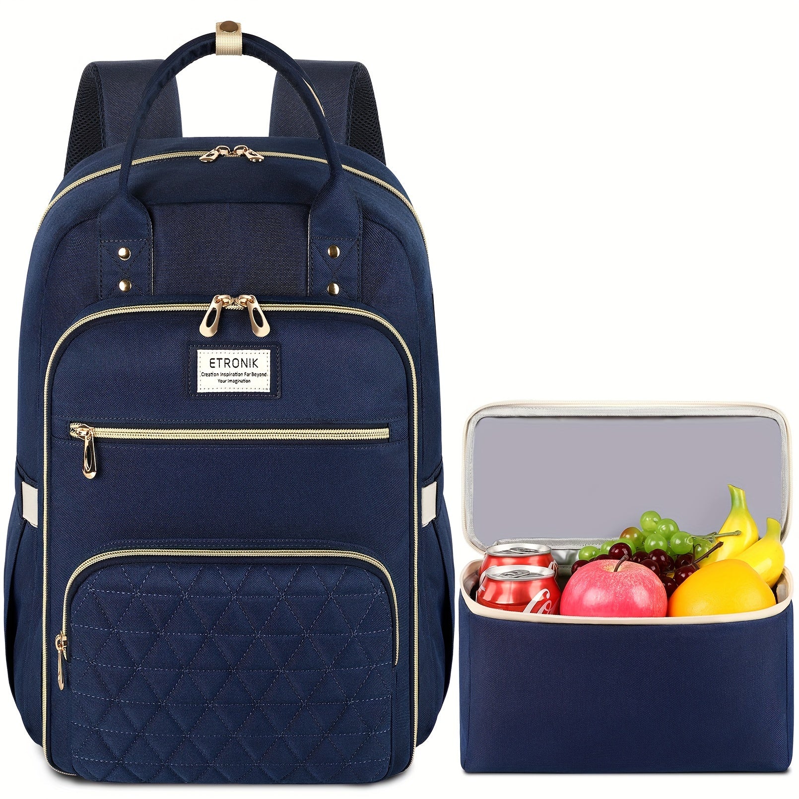 ETRONIK Women's Lunch Backpack 39 Laptop Backpack with Insulated Cooler