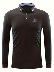 Knights Print Men's Long Sleeve Lightweight Polo Shirt