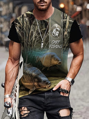 Men's 3D Fishing Print Mid Stretch T-shirt for Outdoor Summer