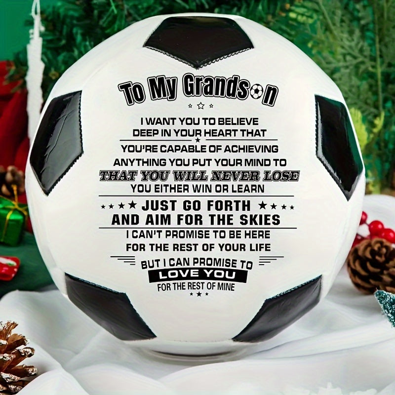 1pc PU Leather Soccer Ball To My Grandson With Pump