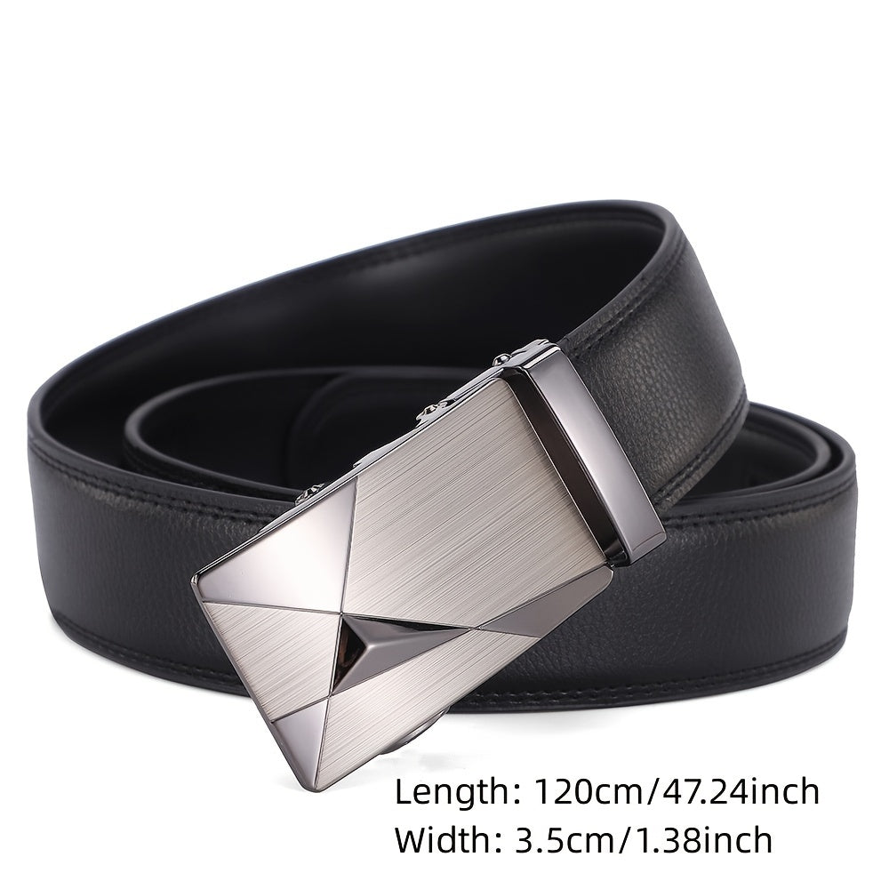Men's Automatic Buckle Belt PU Leather Business Waist Strap