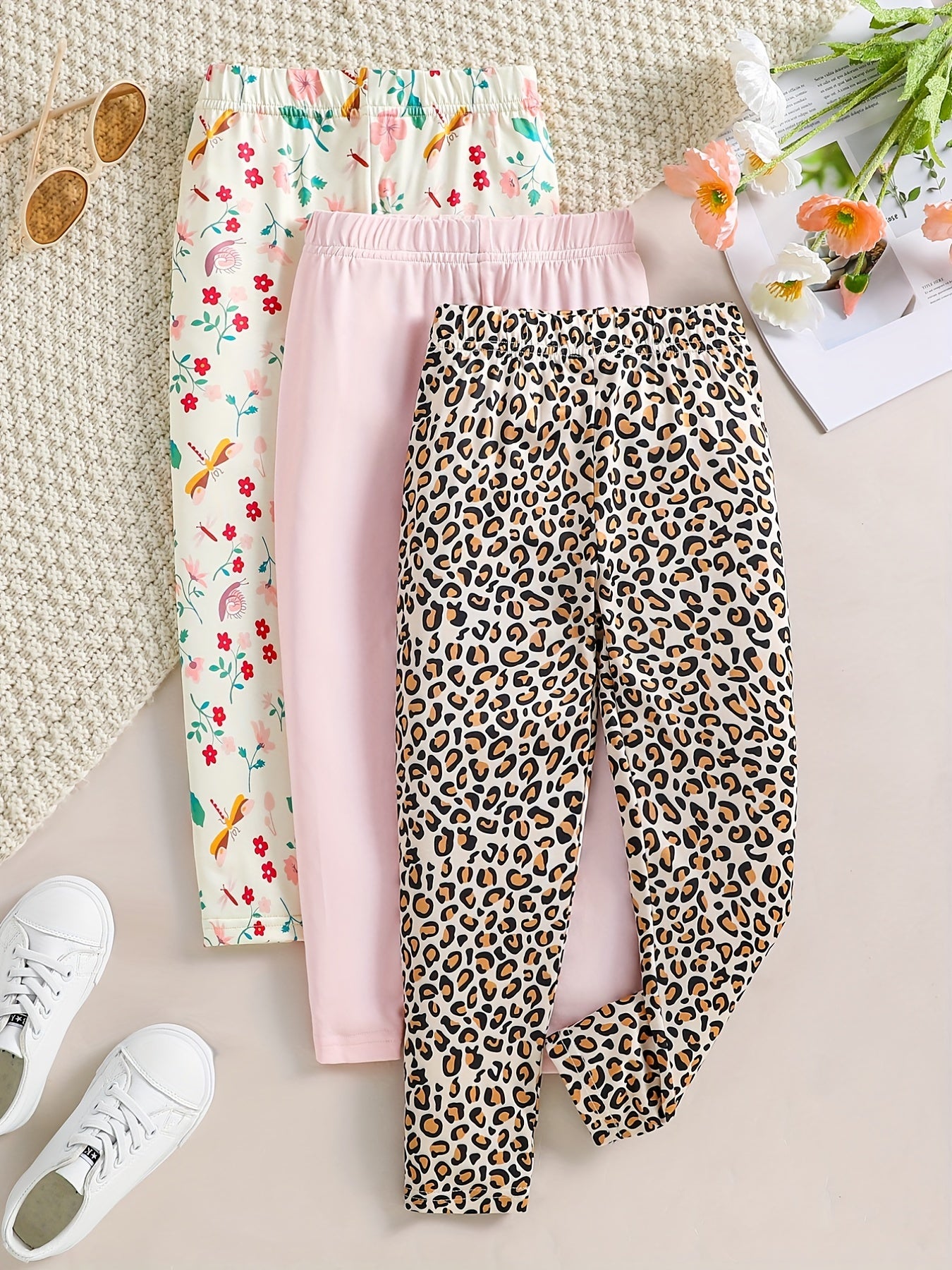 4pcs Girl's Comfort Fit Legging Pants Set
