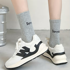 4 Pairs Letter Print Socks Women's Stockings & Hosiery