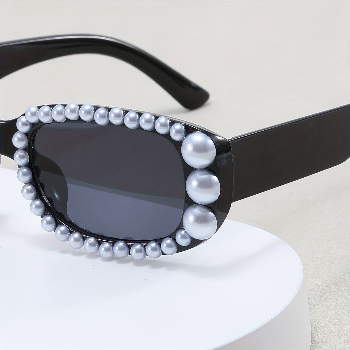Y2K Faux Pearl Rectangle Sunglasses Women UV400