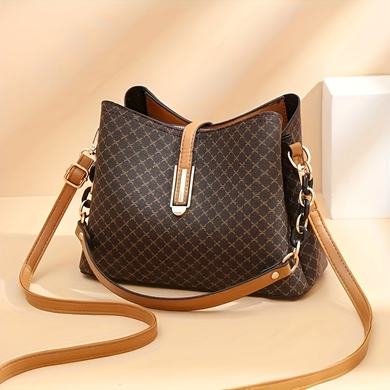 Plaid Pattern Bucket Bag Crossbody Purse