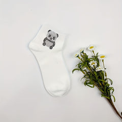 Panda Rhinestone Socks Comfy Crew Short Socks Women's Stockings