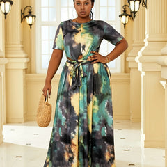 Tie Dye 2 Piece Set with Crop Top & Maxi Skirt