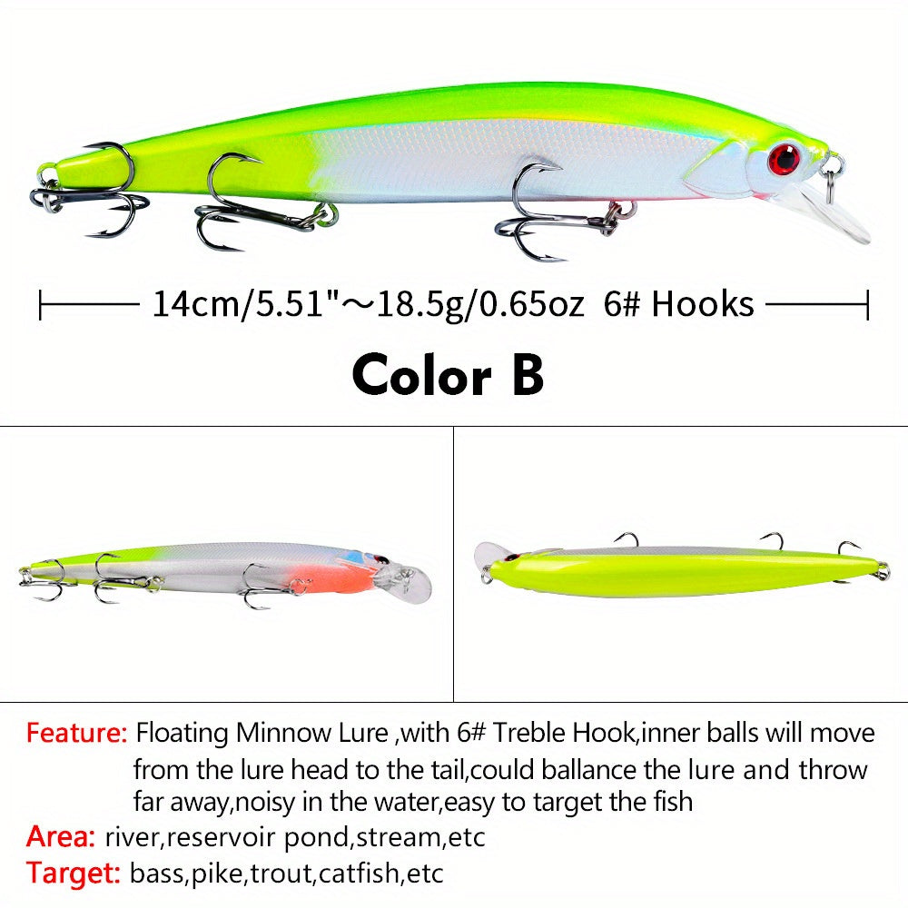 Lifelike Wobbler Fishing Lure 3D Eyes 18.5g Minnow Artificial Hard Bait Fishing
