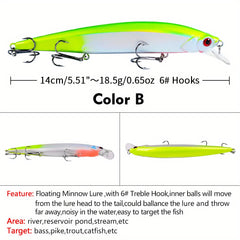 Lifelike Wobbler Fishing Lure 3D Eyes 18.5g Minnow Artificial Hard Bait Fishing