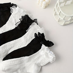 6 Pairs 3D Ruffle Socks Women's Stockings Hosiery