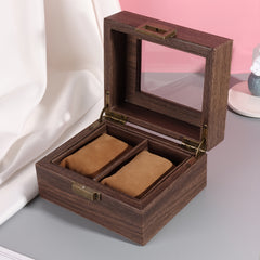 Wood Grain PU Watch Case Display With Lock