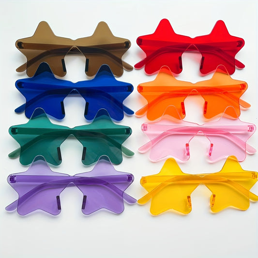 Star One piece Sunglasses Candy Rimless Decorative Glasses Party Beach