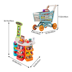 Kids Supermarket Playset 76pcs Grocery Shop Toy with Checkout Counter