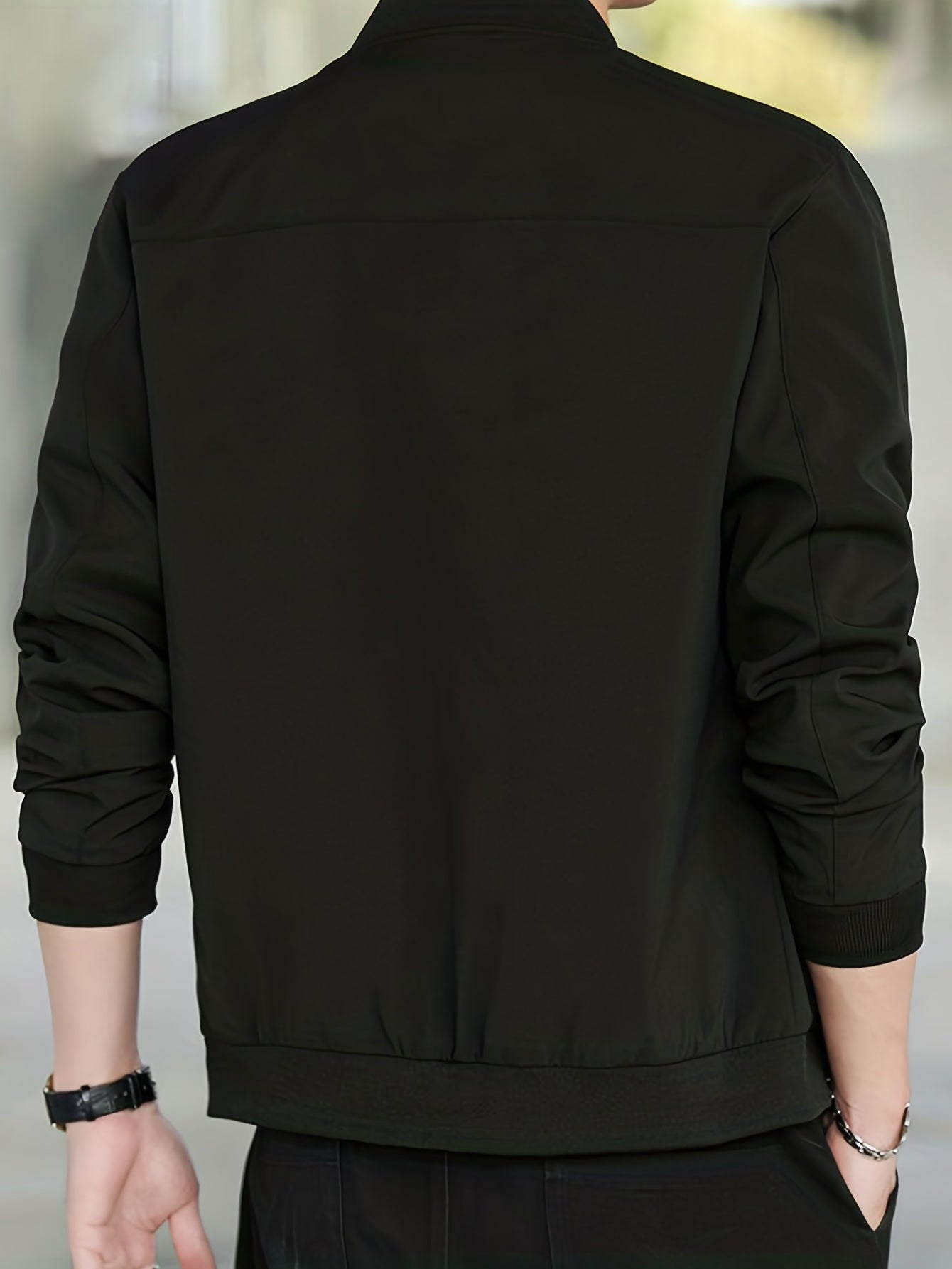 Men's Baseball Collar Jacket Coat Zip Up