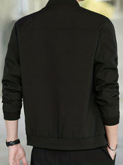 Men's Baseball Collar Jacket Coat Zip Up