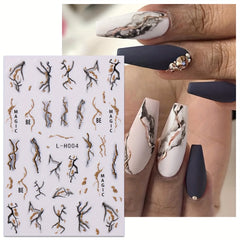 Shimmering Marble Nail Art Stickers Self Adhesive Glittery Reusable Decals