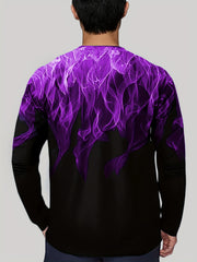 3D Fire Print Men's Graphic Long Sleeves T shirt