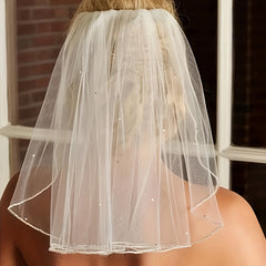 2 Pack Romantic Style Short Bridal Veil with Hair Comb Wedding Accessories