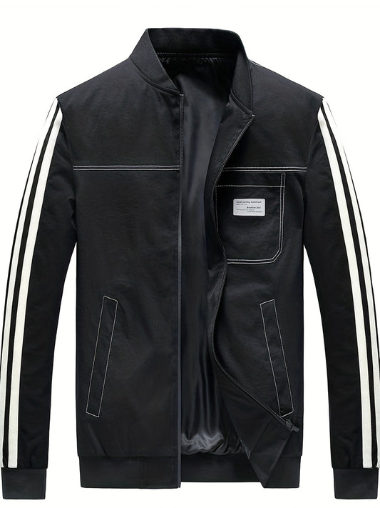 Men's Contrast Stitching Baseball Collar Jacket Coat