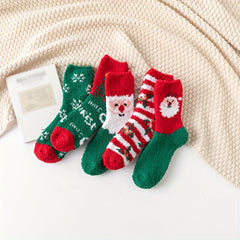 5 Pairs Christmas Print Socks Warm & Fuzzy Women's Stockings