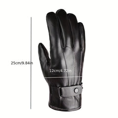 Men's Winter Thickened PU Leather Warm Gloves for Cycling Skiing
