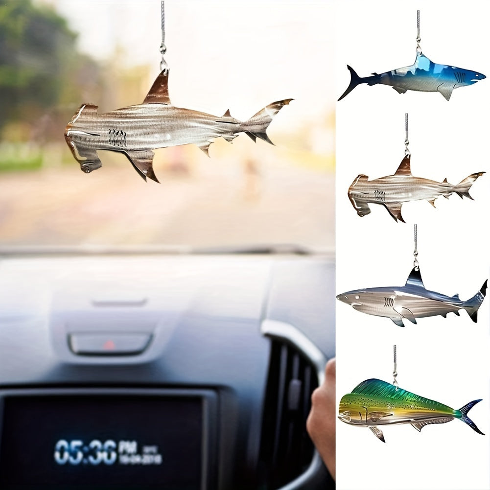 Shark Acrylic Car Mirror Pendant Bag & Key Chain Accessory Christmas Ornament