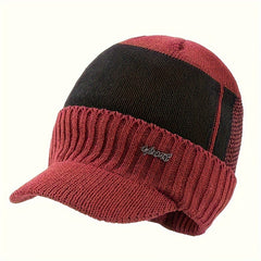 Men's Velvet Beanie Hat Winter Warm Knitted Hat For Outdoor Cycling