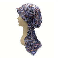 Boho Paisley Print Turban Cap Long Hijab Chemo Hats For Women