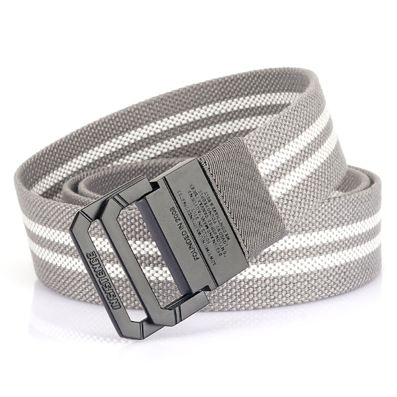 Casual Braided Leather Belt with Double Loop Canvas for Men