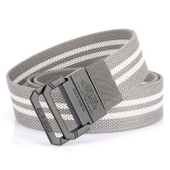Casual Braided Leather Belt with Double Loop Canvas for Men