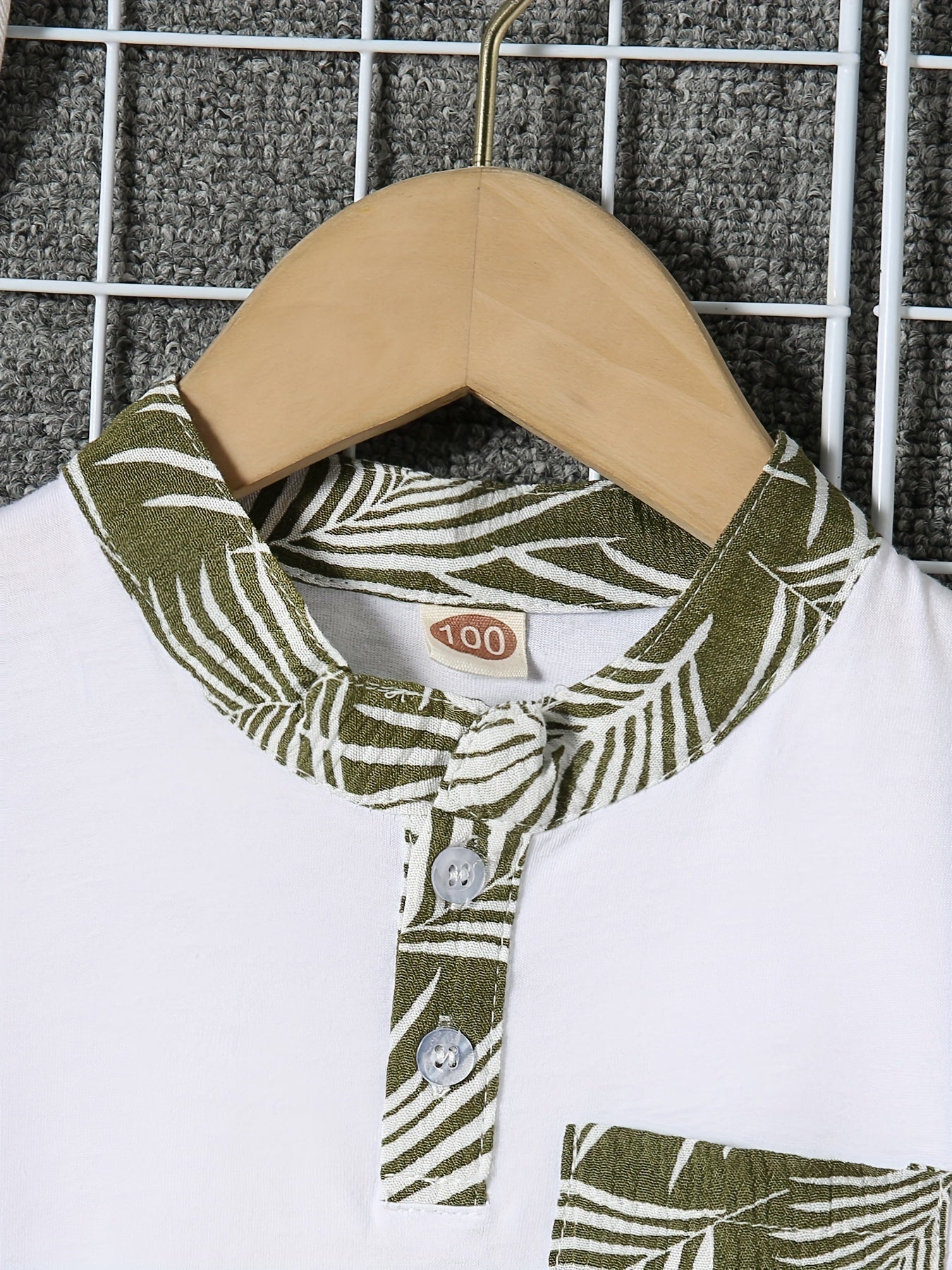 Boys Leaves Print Polo Shirt & Shorts Set Kids Summer Clothes